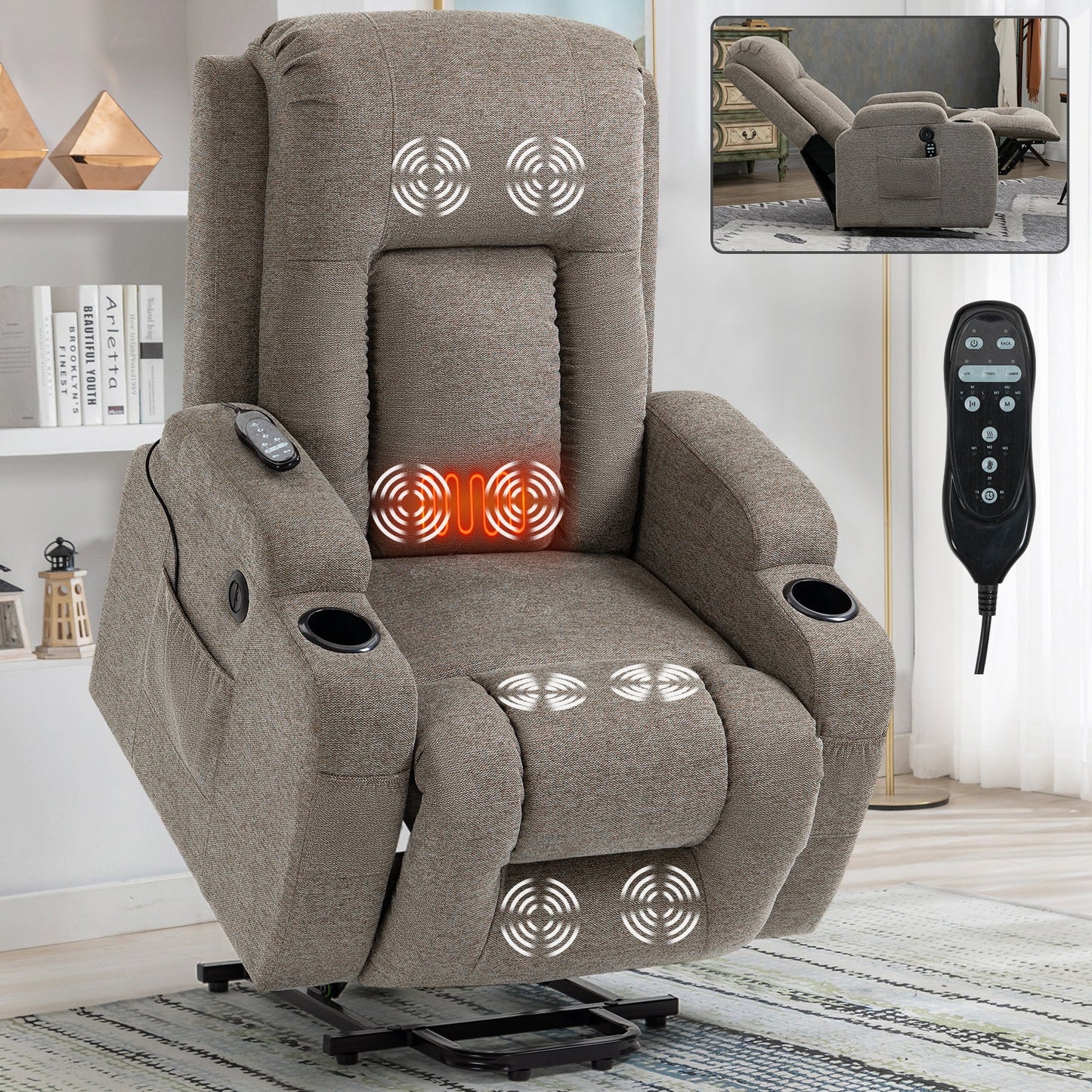 Power Lift Recliner Chair with Massage and Heat - ComfortMAX